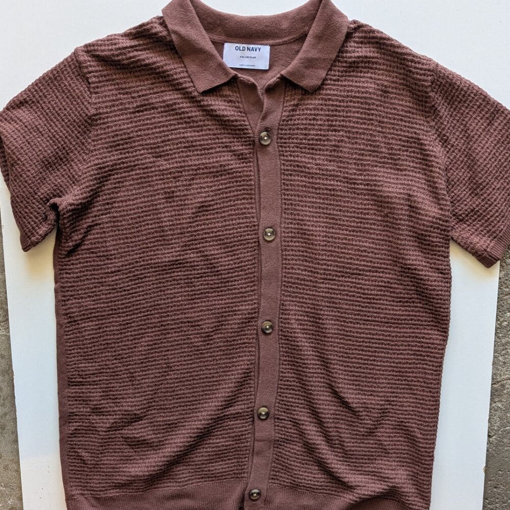 Brown knit old navy shirt button up for boys xxl boys plus‎